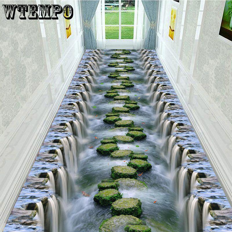 WTEMPO 3D Plant Прихожая Длинный ковер Пасторальные ковры Коридор Напольный коврик Мягкий проход Лестница Противоскользящий