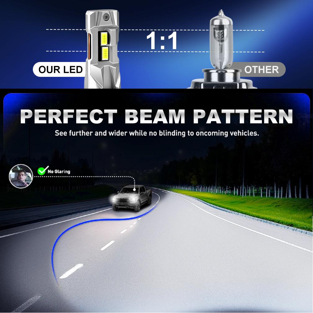 2 шт. 40000 лм H4 H7 Светодиодные лампы для фар Беспроводные Turbo H11 LED H8 9005 HB3 9006 HB4 100 Вт Автомобильные противотуманные фары Ближний/дальний свет Фара Автоматический Plug&Play Лампа 6000K