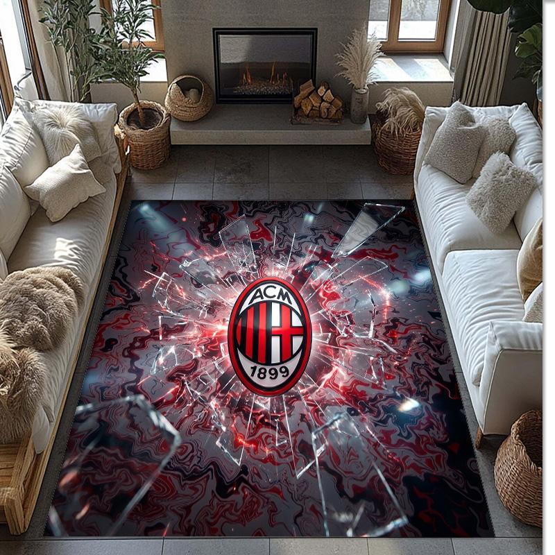 Фланелевый ковер с принтом AC Milan, нескользящий, мягкий, из полиэстера, для пола, декоративный коврик для спальни, гостиной, дивана, игровой комнаты, домашний декор