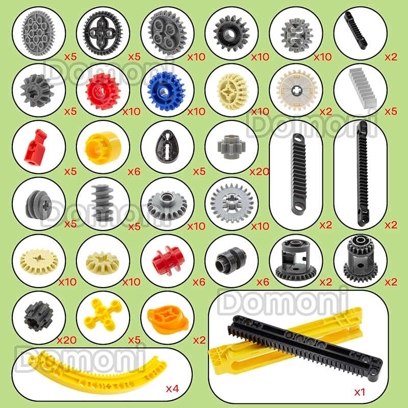Технические детали Domoni, набор шестерен для конструктора Lego, 235 деталей, автомобильная рейка, привод, сцепление, дифференциал, набор строительных блоков - Совместимо с основными брендами