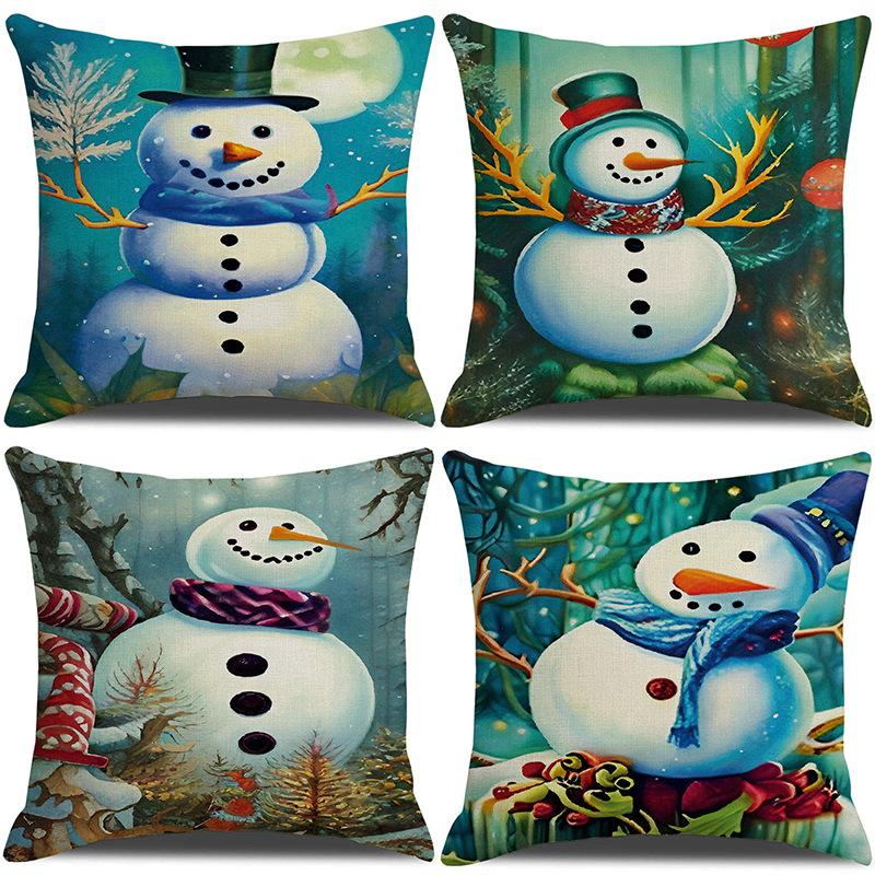 New Christmas Snowman Pillow Case Home Sofa Cushion Case Festive Party Pillow Case