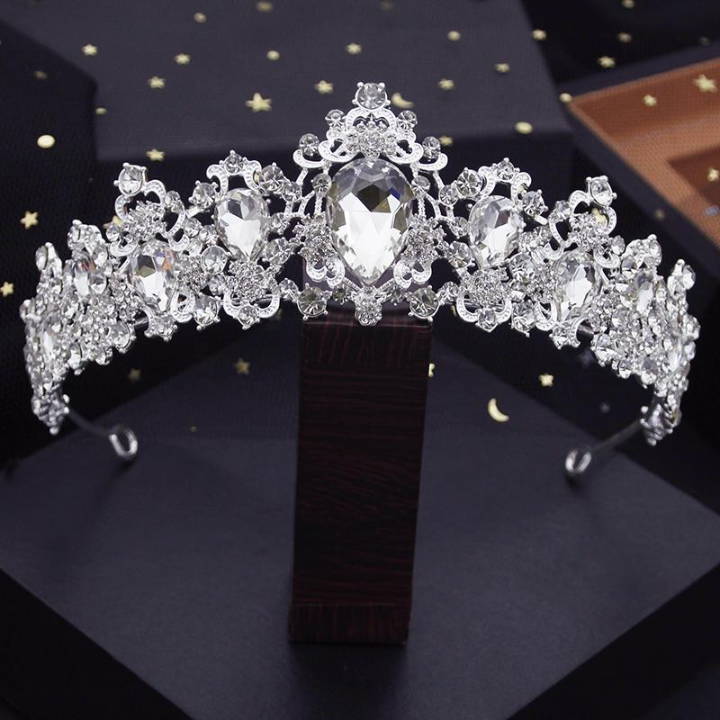 Baroque Crystal Wedding Crown Royal Queen Bridal Tiaras Hair Jewelry Brides Diadem for Women Prom Crown Headbands