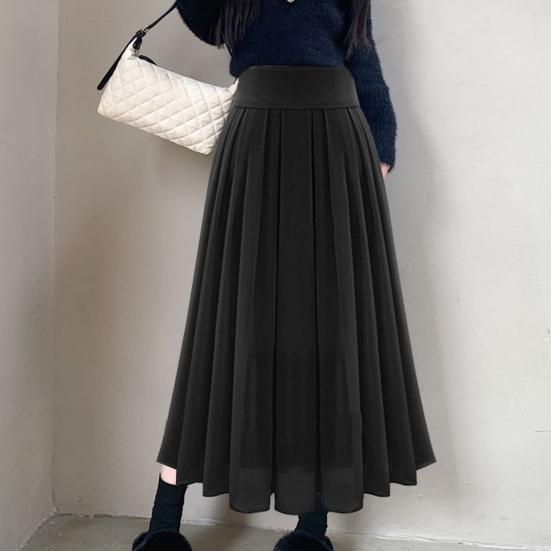 Женская юбка с высокой талией, плиссированная, свободная, однотонная, с эластичной резинкой на талии, мягкая двухслойная юбка до середины икры, женская повседневная юбка-миди для выпускного вечера