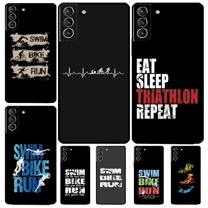 Triathlon Tri Life Swim Bike Run Cover For Samsung Galaxy S22 S23 Ultra Note 20 10 Plus S9 S10 S20 S21 S23 FE Phone Case