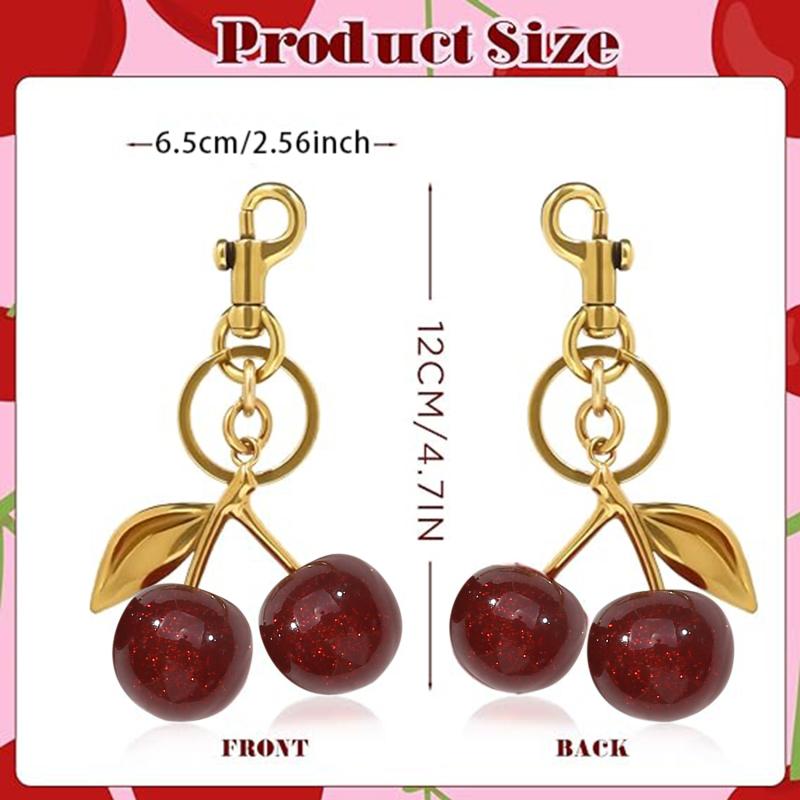 Модный брелок с красными вишнями, летние фрукты, вишня, кулон, брелок для женщин, мужчин, сумка, аксессуары