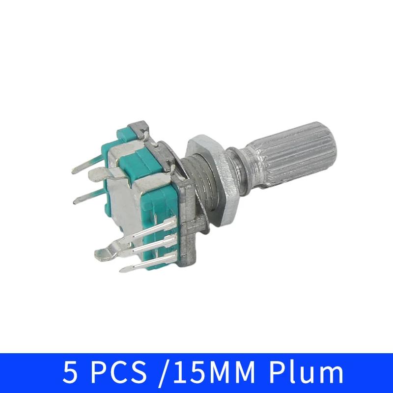 5 шт./лот 20-позиционный 360-градусный поворотный энкодер EC11 с кнопкой, 5-контактной ручкой длиной 15/20 мм со встроенным кнопочным переключателем