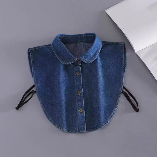 Women Fake Collar with Adjustable Straps Lapel Buttons Closure Detachable Shirt Collar Versatile Decoration
