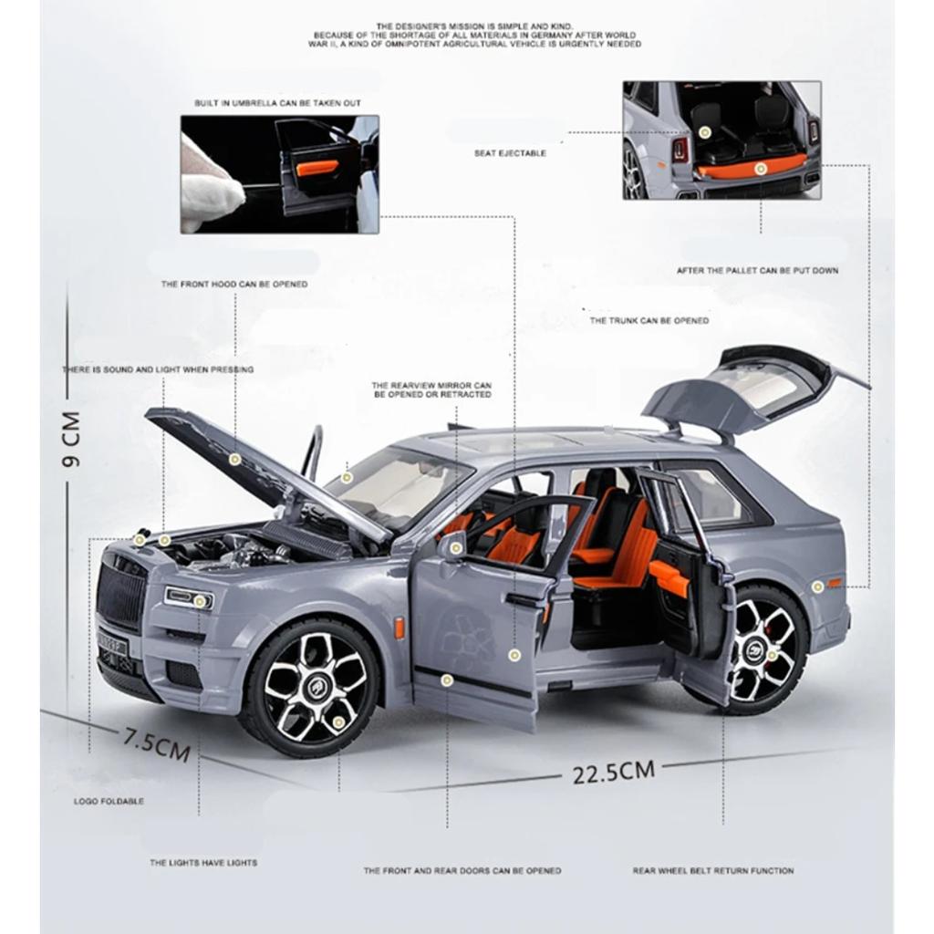 Большой размер 1/20 Rolls Royce SUV Cullinan Alloy Luxy Car Model Diecast Metal Toy Vehicles Car Model Sound and Light Children Gift