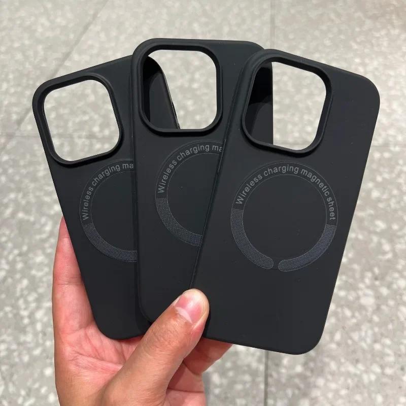 Чехол из жидкого силикона для Apple iPhone 17 16 15 14 13 12 Pro Max Plus Air Magsafe Магнитная беспроводная зарядка funda