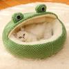 Semi-Enclosed Cat Bed Small Adorable Frog Pet Nest for Dogs and Cats Comfortable Breathable Plush