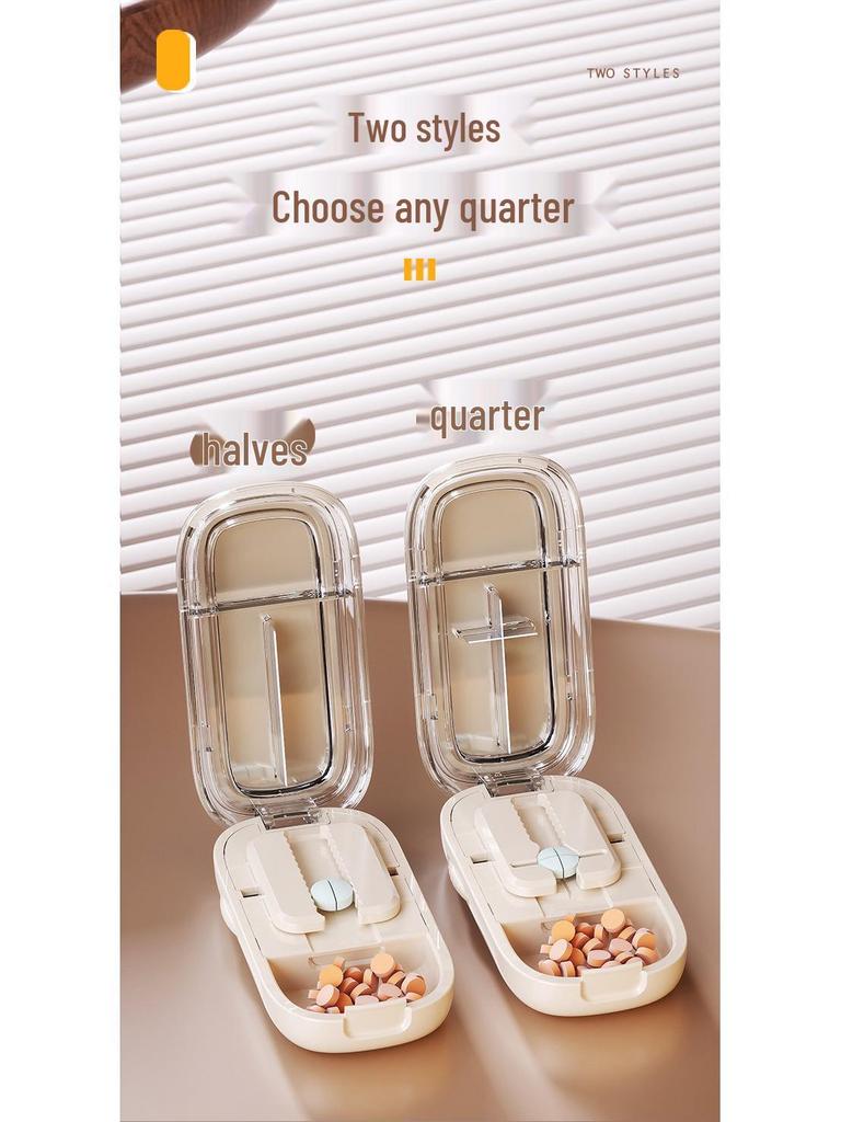 Pill Cutter & Divider: Precise 1/4 & 1/2 Cutting, Portable Pill Box