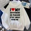 I Love My Boyfriend Hoodies Women Korean Style Funny Graphic Y2k Aesthetic Clothes Women Anime Sweatshirts