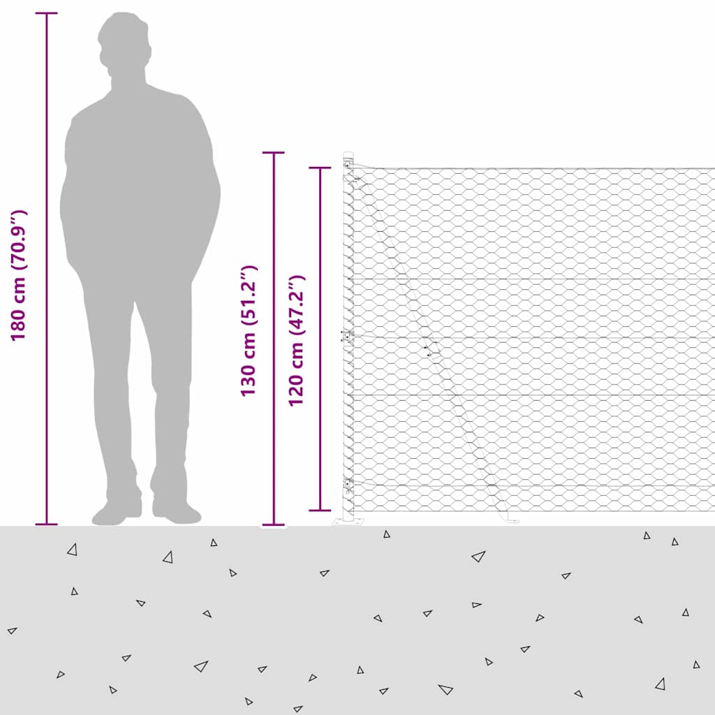 Welded Wire Fence with Concrete Foundation 10 x 1.2 m (W x H)