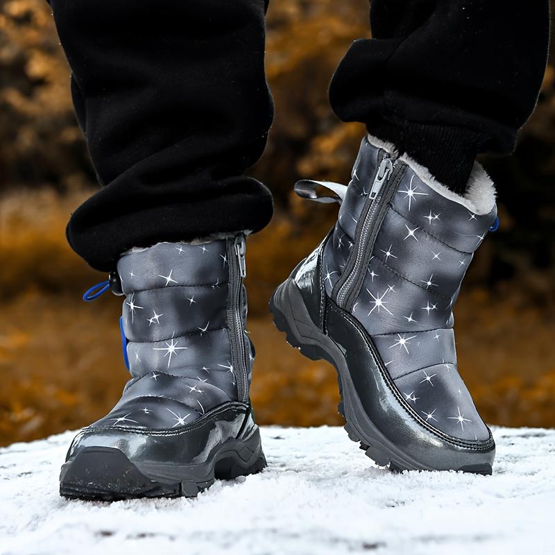 Новые детские уличные повседневные модные зимние ботинки на молнии, с плюшевой подкладкой, теплые, удобные, хорошо облегающие, для мальчиков и девочек