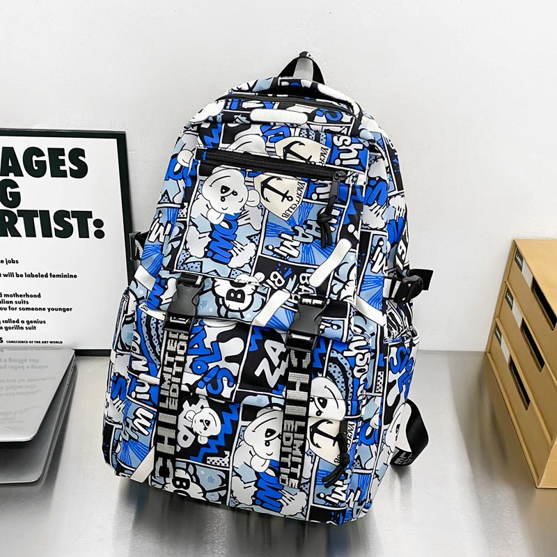 Middle School Student Schoolbag Women Cartoon Print Backpack Men Large Capacity Backpack