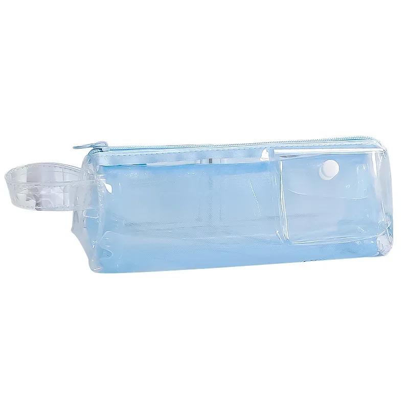Simplicity Creative Design Pencil Case Fashion Solid Color Transparent Stationery Organizer Large Capacity Portable Pencil Pouch