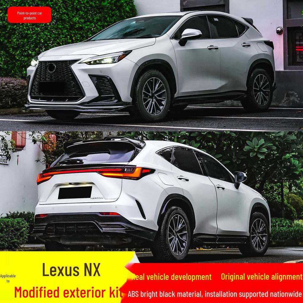 Комплект обвеса кузова Lexus NX 22-25 Глянцево-черный: Передний сплиттер, Задний диффузор, Пороги