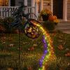 Halloween Landscaping Atmosphere Light Witch Cauldron Garden Light, Metal Yard Stake with LED String Colorful Flowing Water Effect Lights, Waterproof