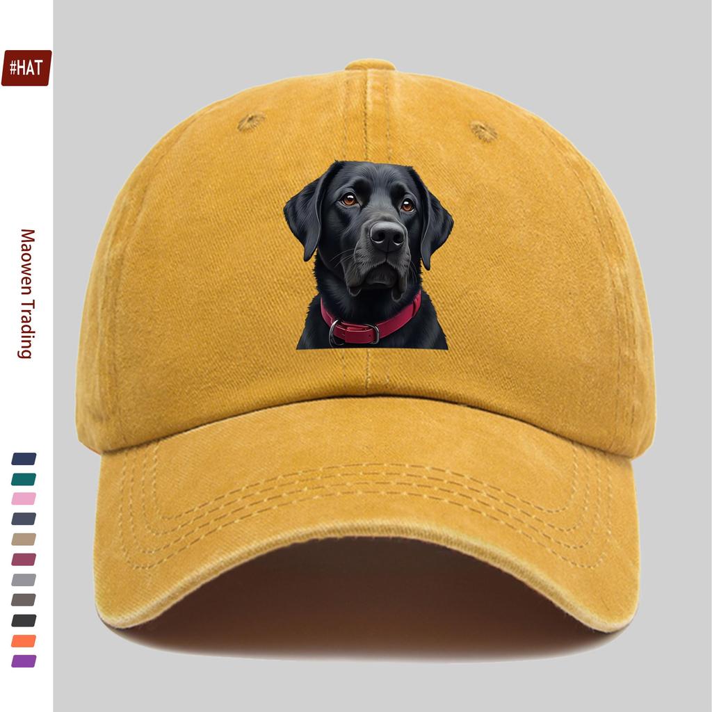 pc Majestic Black Labrador Dog Print Baseball Cap Showcasing Charming Eyes And Vibrant Red Collar Pet Print Design Decorative