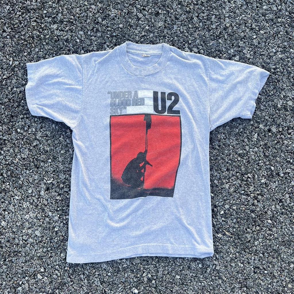 1984 U2 “Under a Blood Red Sky” Sport Gray Reprint T-shirt vtg NH15592