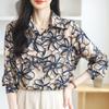 Модная элегантная шифоновая свободная повседневная рубашка с принтом, женские топы, весна и лето, новые женские блузки с длинным рукавом, винтажные цветочные рубашки на пуговицах 26342