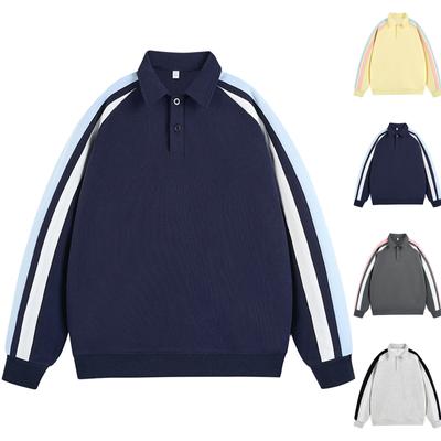 Толстовка с отложным воротником и заплатками на плечах, повседневный спортивный топ