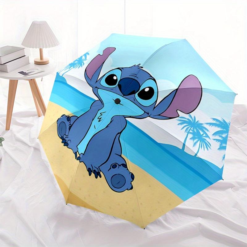 1pc Lilo & Stitch Beach Umbrella: Auto Open Close, Portable 3-Fold Design, 8-Bone Iron Frame, Outdoor Umbrella, Festival Gift for Fans, Trav