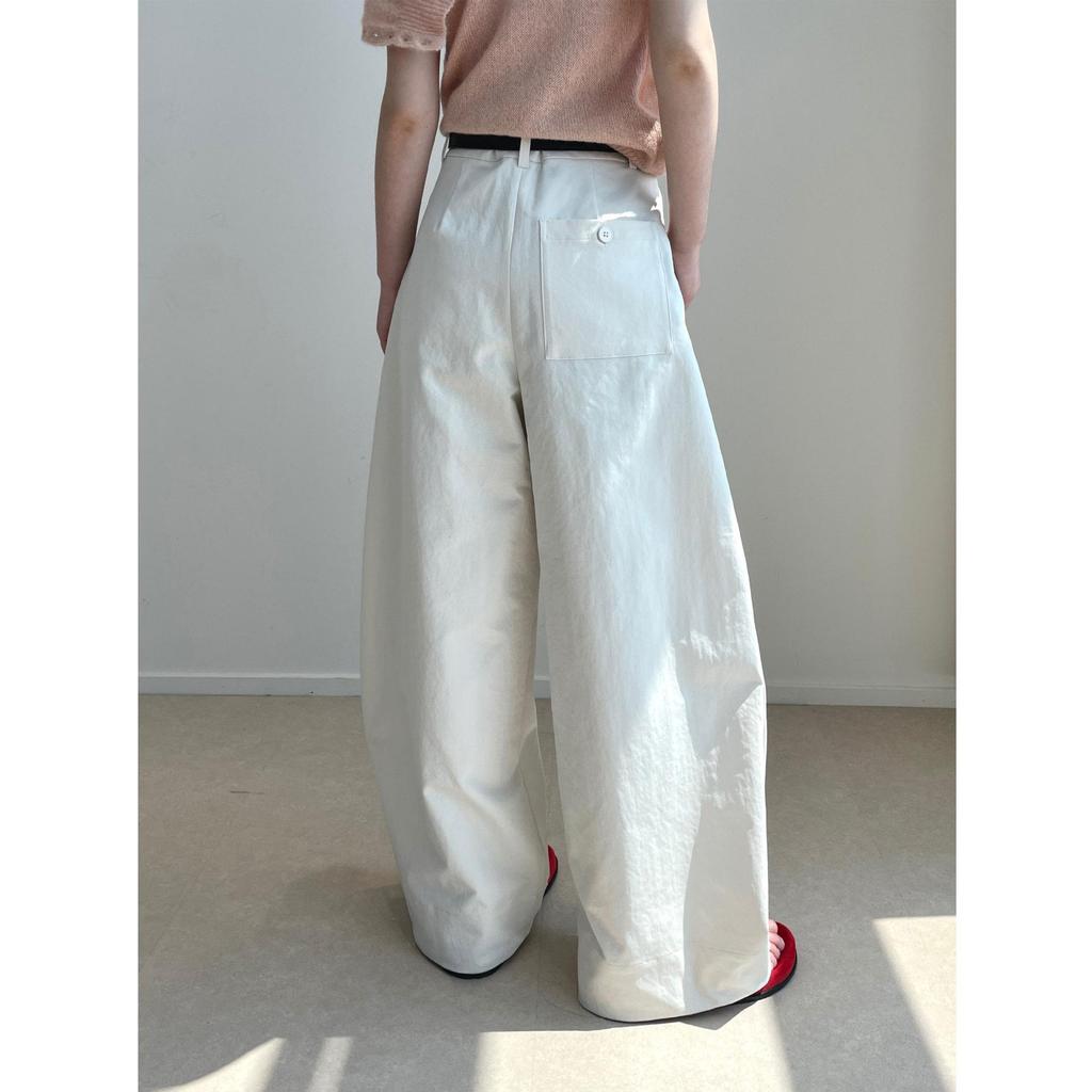 Nan Yu Лидер продаж Корейские брюки-баллоны с высокой талией и широкими штанинами - Минималистичные, повседневные брюки свободного кроя