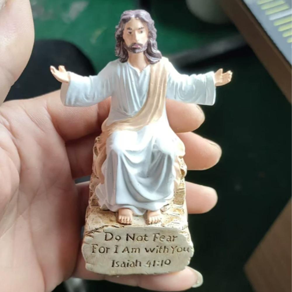 Bible Verse Base Jesus Christ Figurine Open Arms Blessing Resin Jesus Ornament Spiritual Gift