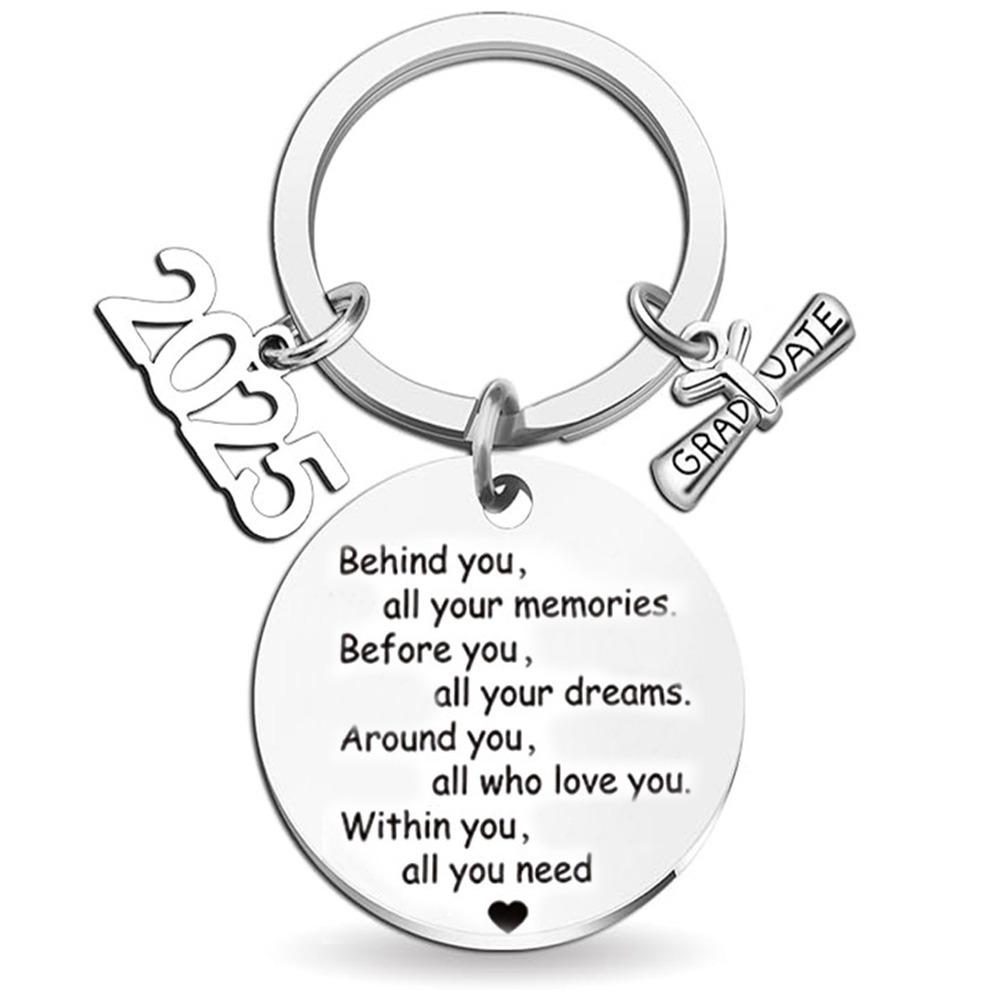Stainless Steel School Graduate Pendant Gifts Engraved Commemorative Keyring Celebrate Party