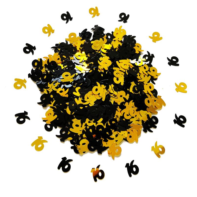 15 г/пакет Цифровое золото Черное конфетти Блестки Число 18/21/30/60/70 Бумажные обрывки Вечеринка по случаю дня рождения Юбилей Свадебное украшение
