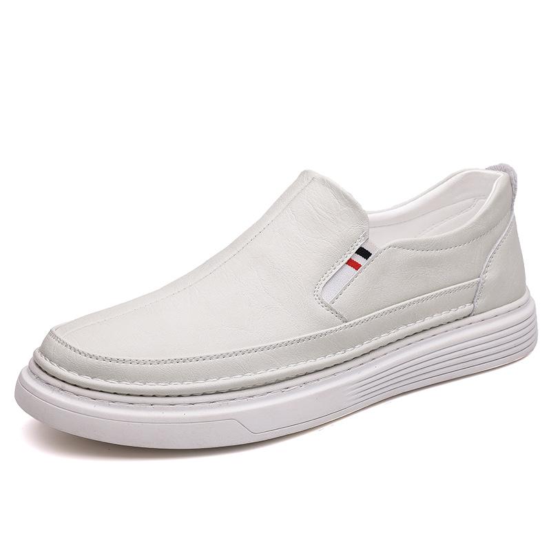 FashionSpring Autumn New Designer Casual Leather Loafers Dress Shoes Male Soft Sole British Business Solid Color Board Shoes for Men