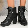 Короткие сапоги европейского и американского дизайна 2024 года, осень и зима, новые ковбойские сапоги, водонепроницаемые сапоги на высоком каблуке для женщин, сапоги на платформе