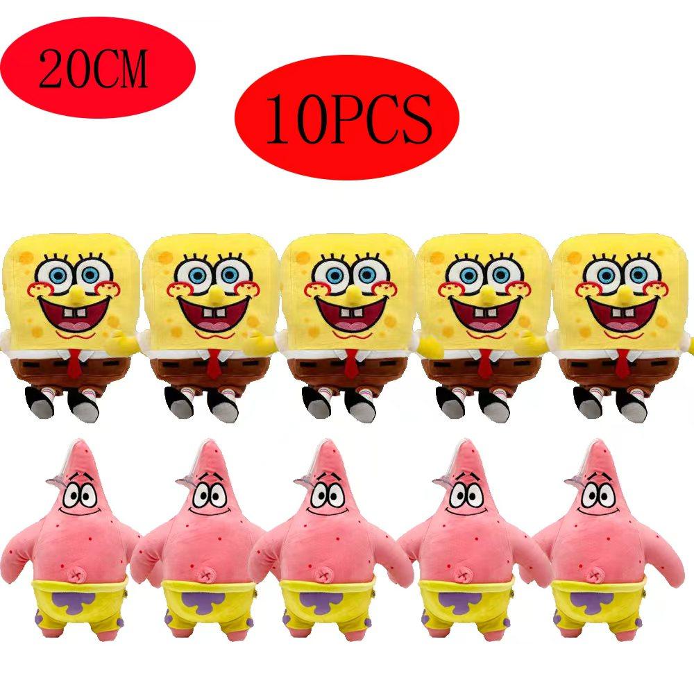 5-10 Pcs Cute Cartoon Sea Creature Plush Toy Set Including Spongebob Patrick Squidward Mr Krabs Gary Birthday Gift