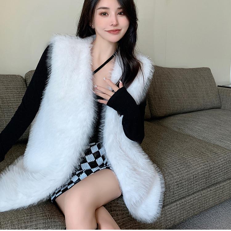 Осенне-зимняя женская роскошная меховая безрукавка из искусственного меха, женская рождественская куртка без рукавов из искусственного меха лисы