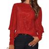 Women Tops Round Neck Lantern Long Sleeve Jumper Tops Loose Fit Glitter
