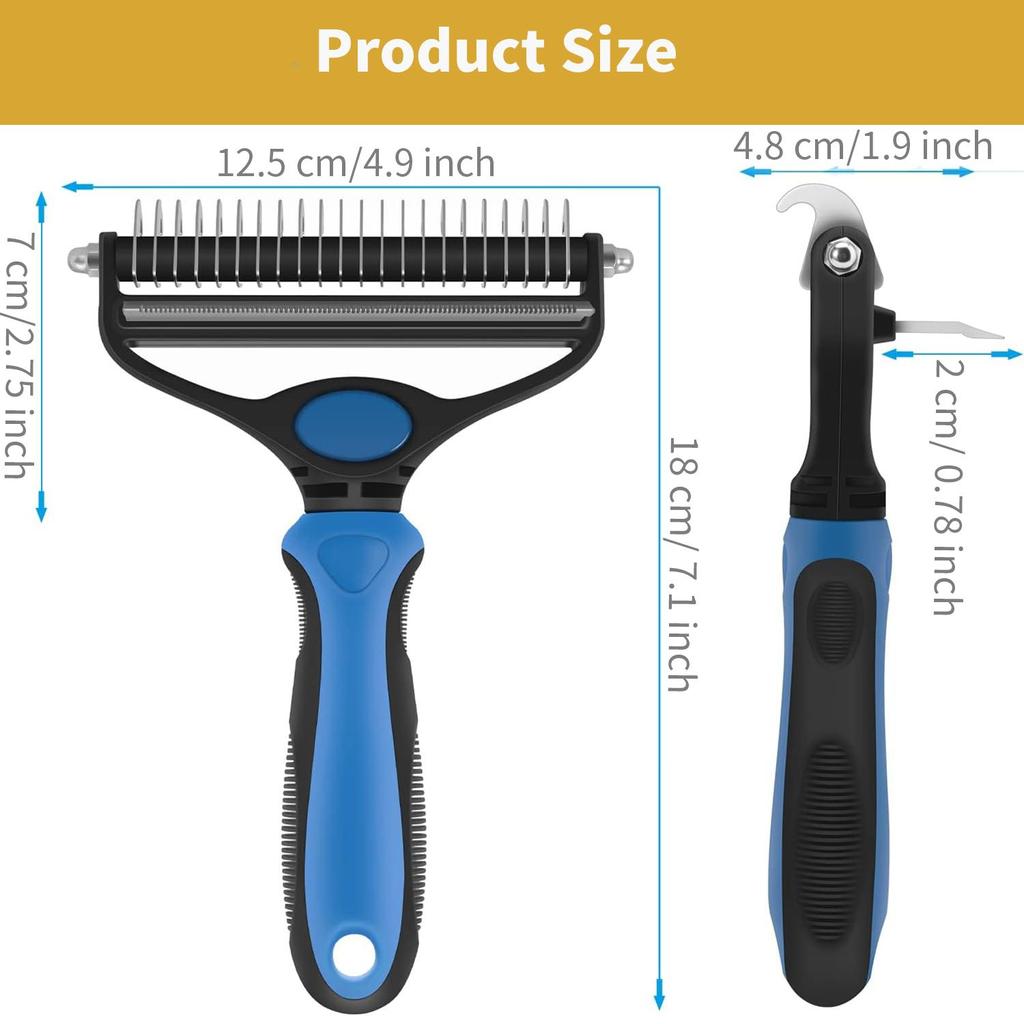 Щетка для ухода за домашними животными, инструмент 2 в 1 для удаления линьки, грабли для подшерстка, расческа для удаления спутывания ковриков, уменьшает линьку у больших собак