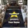 North Queensland Cowboys Crystal Velvet Rug, Custom Name Text Personalized Non‑Slip Floor Mat for Home Decor Gift