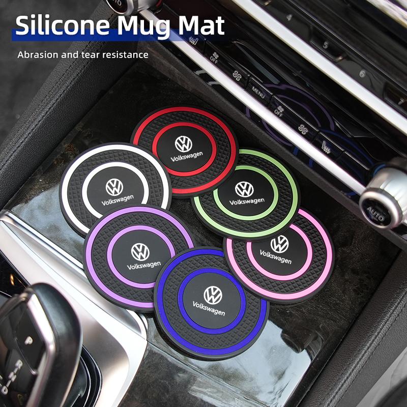 Car-Mounted Silicone Material Double-Ring Water Cup Coaster Anti-slip For VW Passat Golf Tiguan Polo Scirocco Touareg TouranOJ2