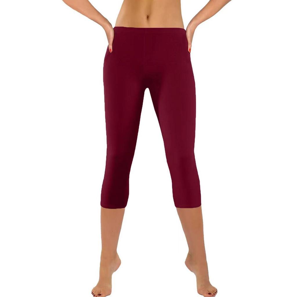 Модные повседневные однотонные брюки для йоги, леггинсы, капри