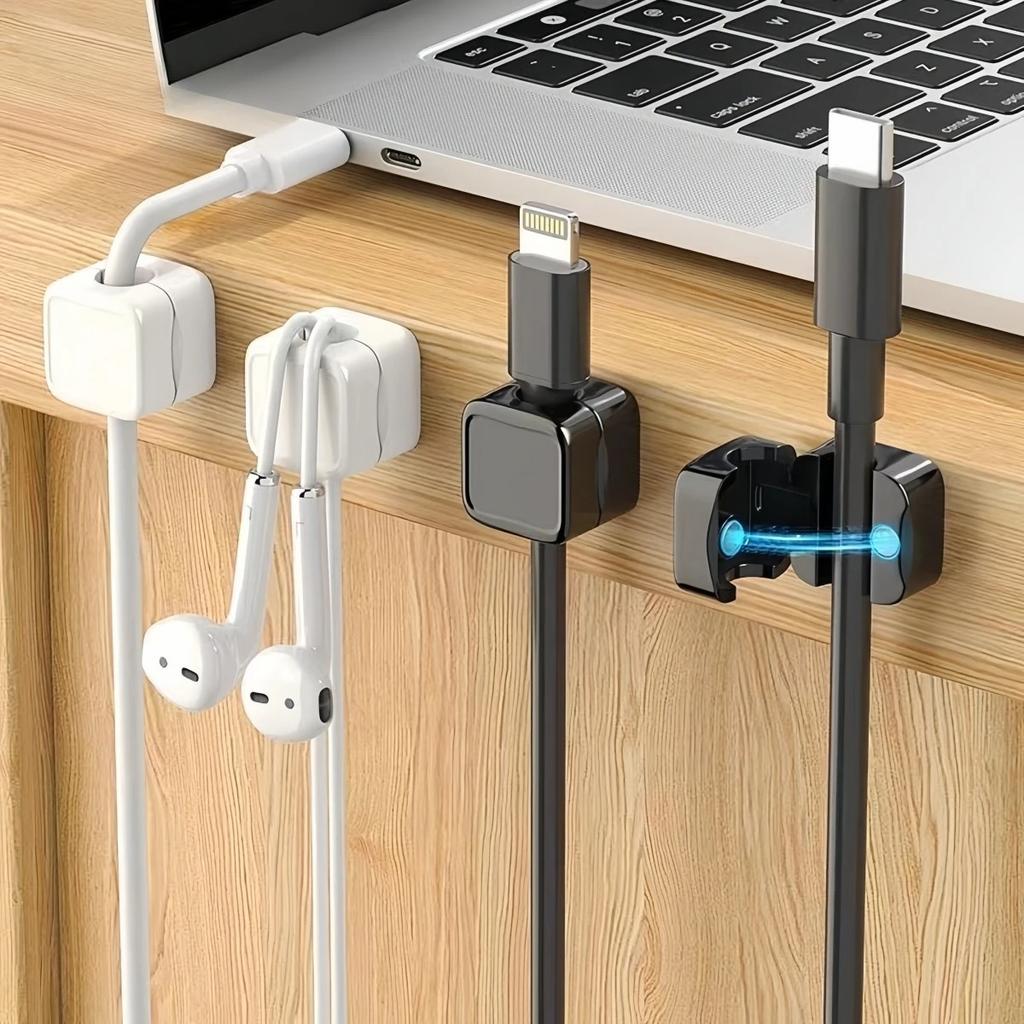 Magnetic Cable Clips:Adjustable Cord Holder for Under Desk Cable Management-Smooth Wire Keeper & Organizer Desk Organiser