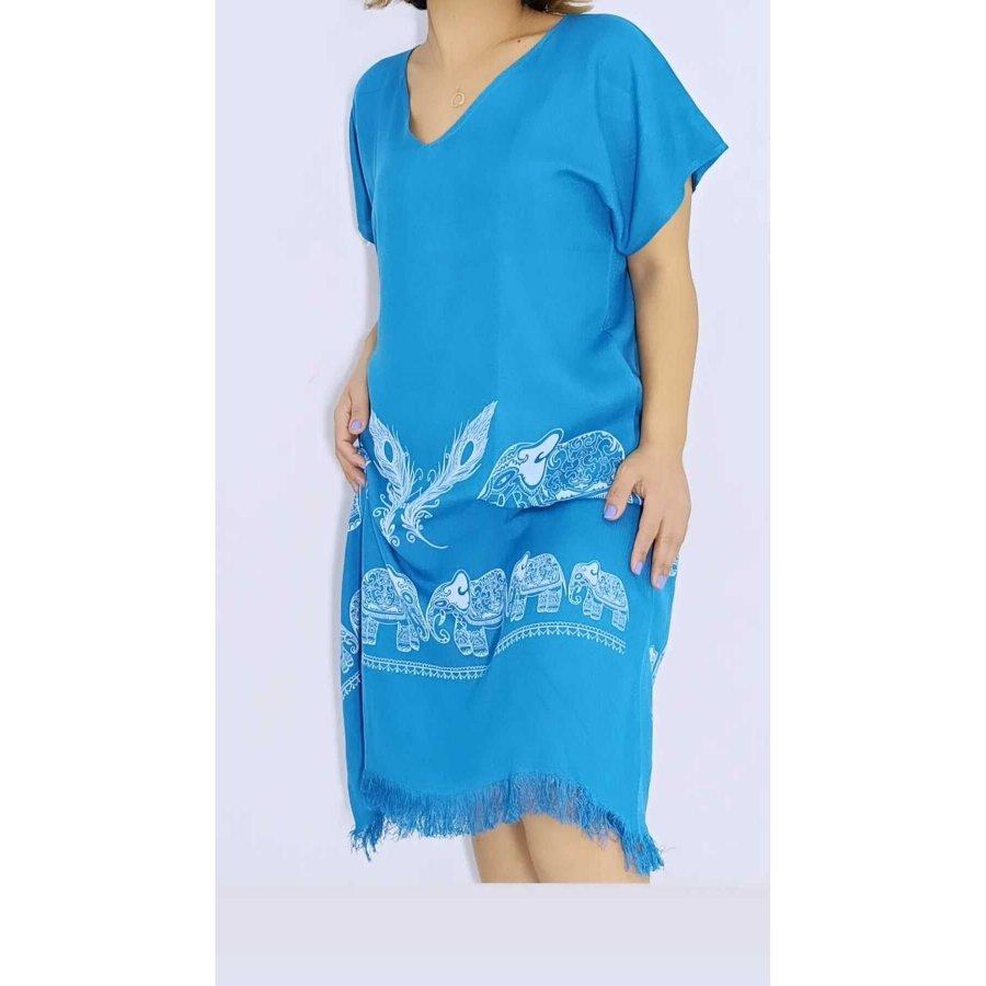 Платье набедренной повязки из бамбукового хлопка с половиной рукава/Пляжное платье/Домашнее платье