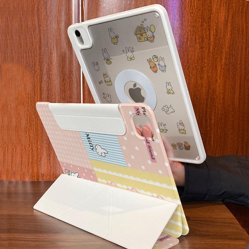 Magnetic Detachable Acrylic Case IPad Pro 11 Inch / Mini 7 With Stand Sleep Wake Full Protection Cartoon Design