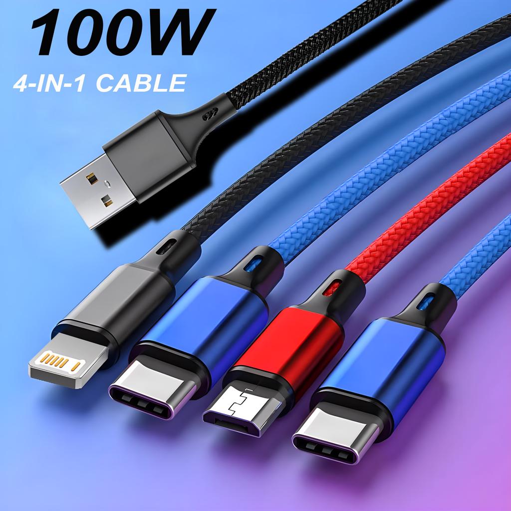 4 в 1/3 в 1 Micro USB Type C кабель для быстрой зарядки 3A телефонный кабель для передачи данных для iPhone 15 14 Xiaomi Huawei USB C