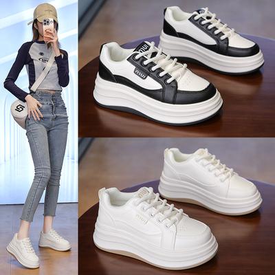 2025 весна белые туфли новая корейская версия ins женские студенческие туфли для увеличения роста на платформе спортивные туфли для доски повседневная обувь женская HB805