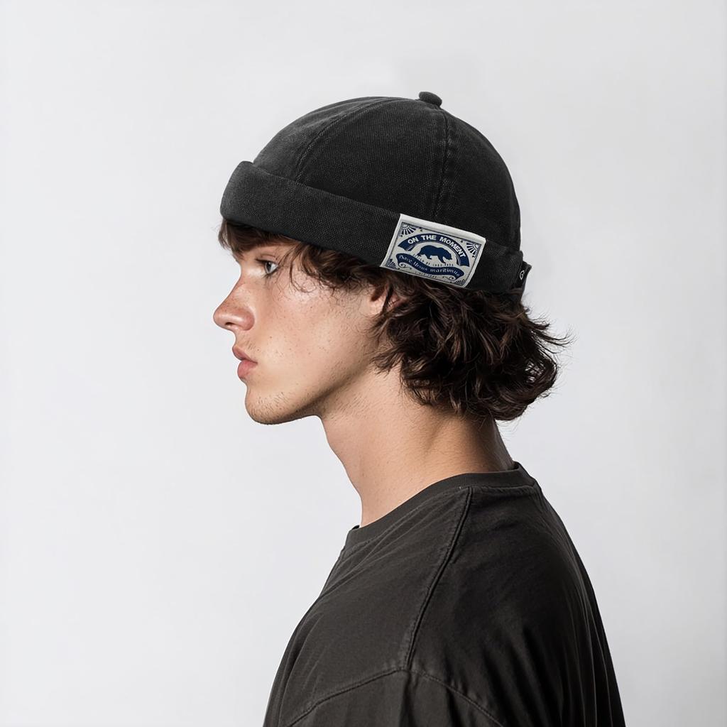 Croogo Бесшовный Рулонный Хлопок Выстиранный Мешковатый Круглый Хлопковый Утягивающий Часовой Однотонный Матросский Уличный Мужской Рыбацкий Колпак, Колпак, Колпак, Колпак, Лицо, Колпак,