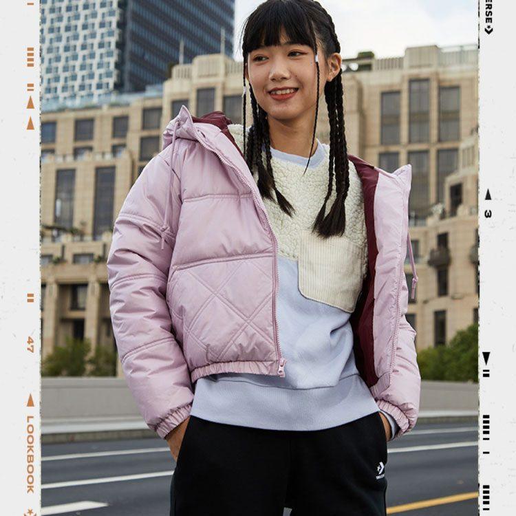 Converse Пуховик Зимний Женский Розово-Фиолетовый 10022007-A03