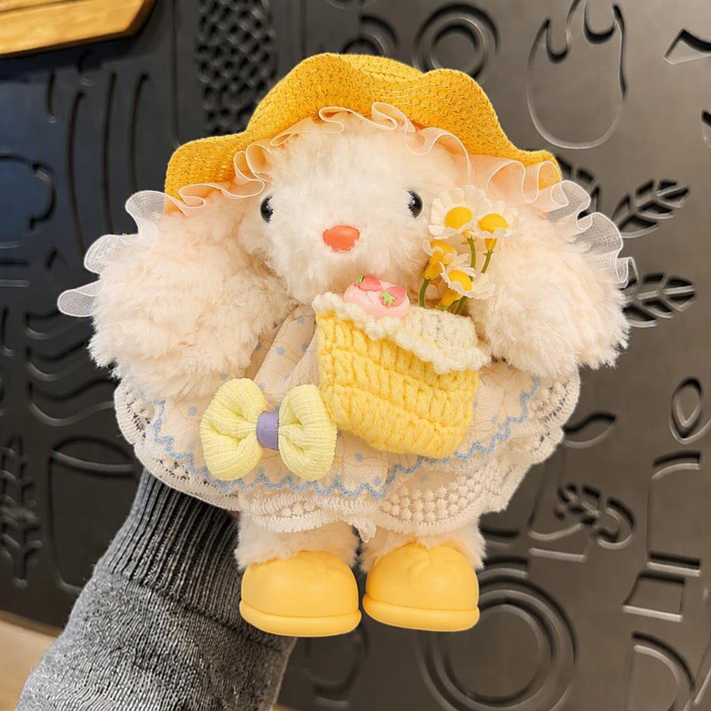 Original plush princess dress long-eared rabbit keychain cute rabbit doll couple bag pendant small gift3 pcs MOQ, mix styles