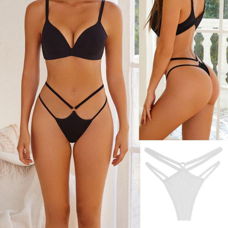 Cotton Panty for Women Pure Color T-back Sexy Brief Female Strap Design G-string Low Waist Woman Underpant