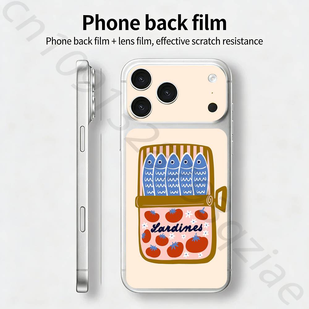 Яркие Сардины ТИКЕТ Наклейка Обертка для iPhone 17 Pro/Pro max Защитная Пленка для Задней Панели, Рамки, Камеры